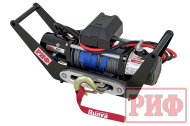 Лебёдка переносная 12V Runva 9000SR lbs с площадкой в квадрат (кевлар)