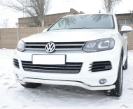   Защита переднего бампера нержавейка VW Touareg 2010-2018 (изогнутый ус d60) 